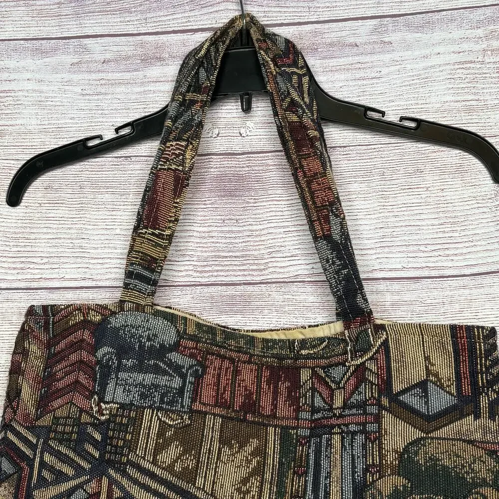 Schweiger Vintage Cozy Library Book Tapestry Brown Gray Tote Bag